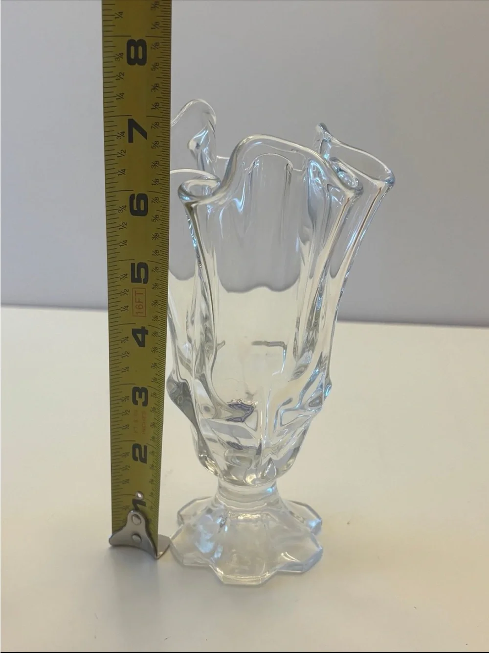 Fenton Art Glass Valencia Handkerchief Vase in clear glass